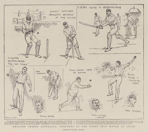 Angleterre contre Australie, croquis du troisième test match à Leeds - Frank Gillett